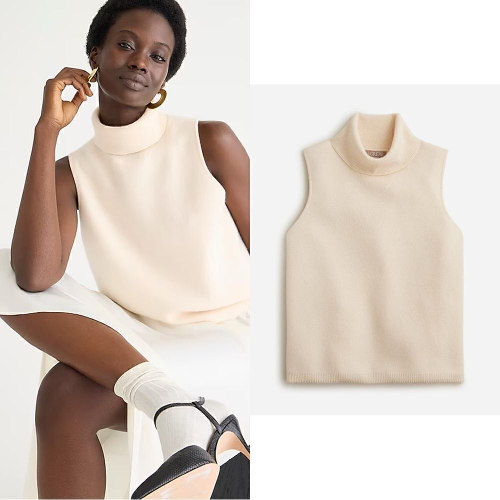 NWT J CREW Cashmere mockneck sweater shell in cream
